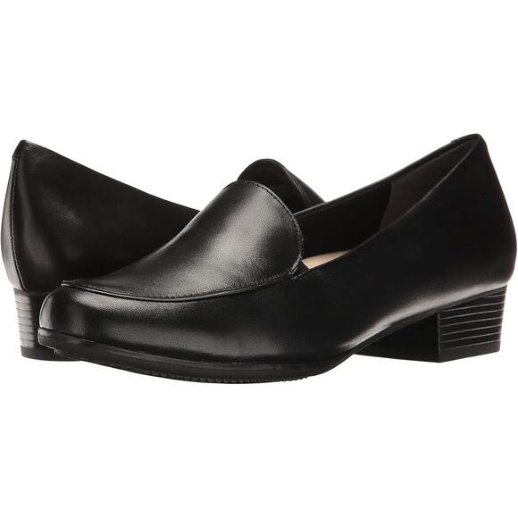 Trotters Womens Monarch Loafers US 9.5 M Black Leather Heel Comfort NIB - Picture 1 of 12